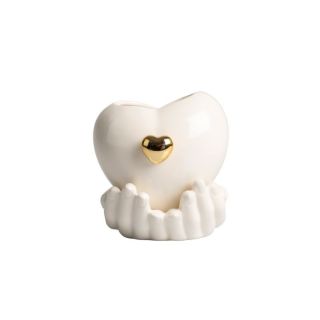 Candela mani (orizz.) con cuore + cuore dorato con candela profumata
