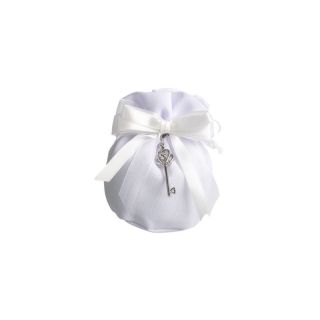 Sacchetto bianco con charm chiavetta corona con strass