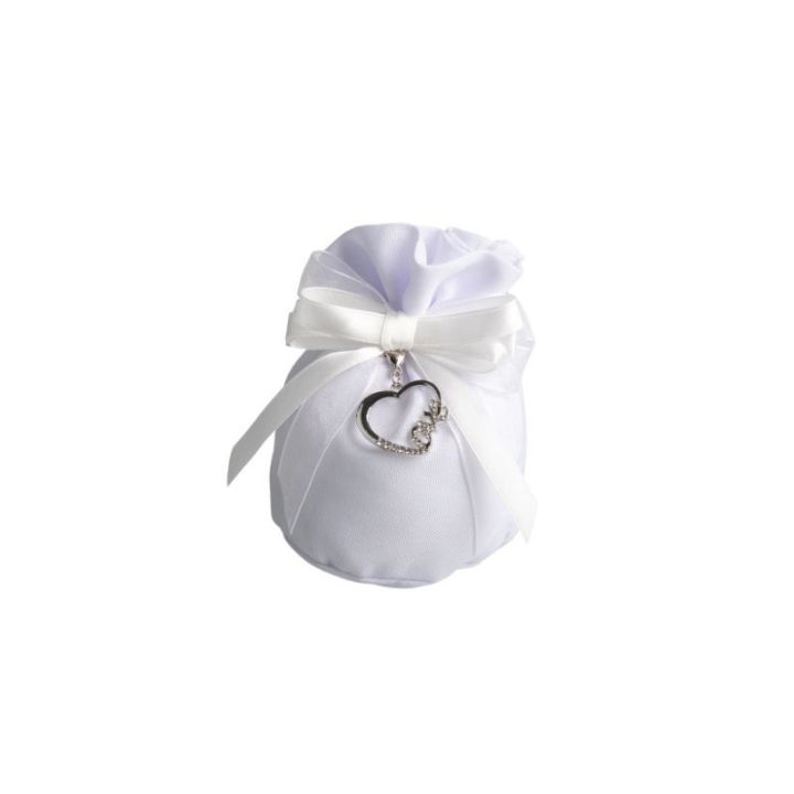 Sacchetto bianco con charm cuore