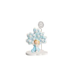 Albero della vita cuori celeste piccolo con bimbo 3D resina su monopattino