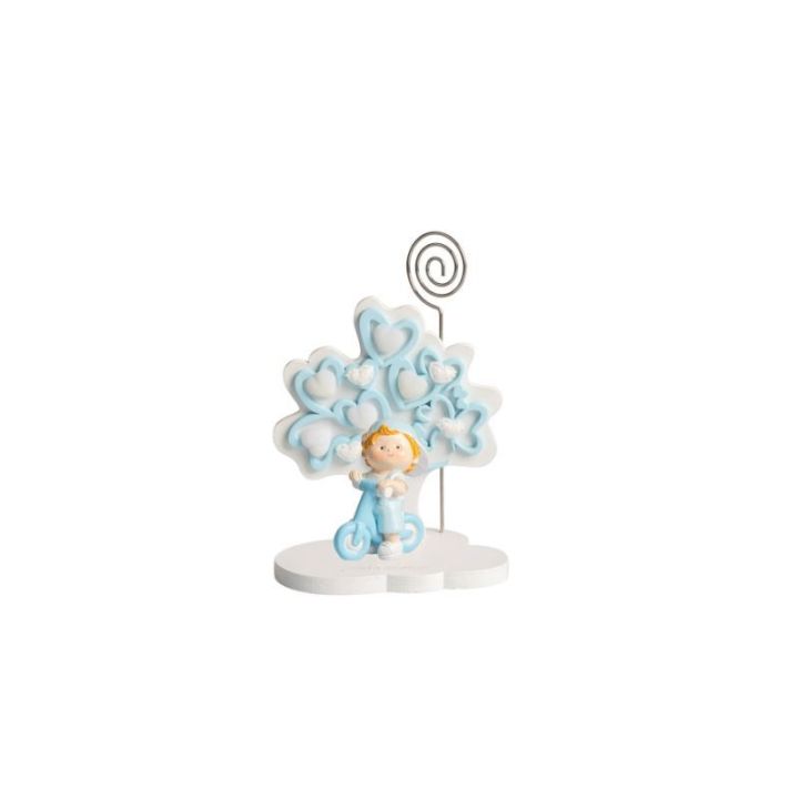 Albero della vita cuori celeste piccolo con bimbo 3D resina su monopat