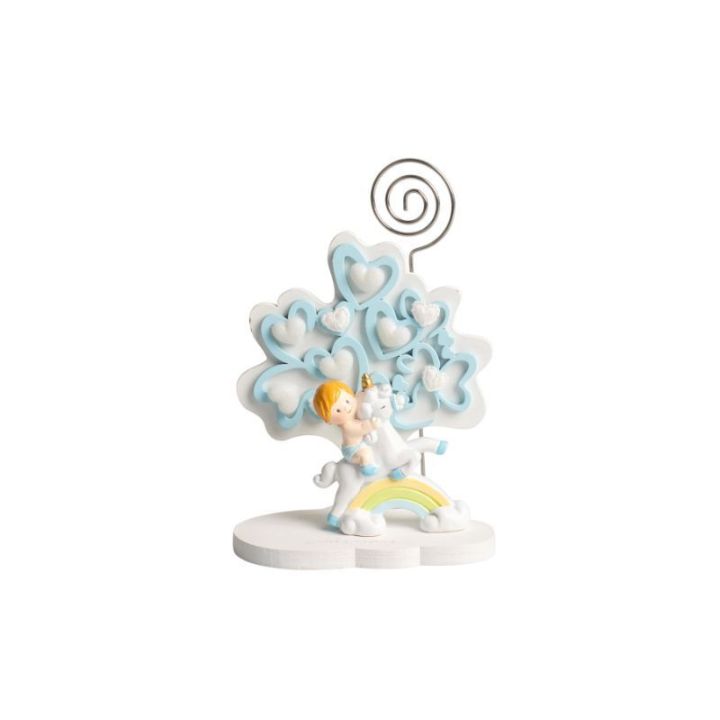 Albero della vita cuori celeste piccolo con bimbo 3D resina su unicorn