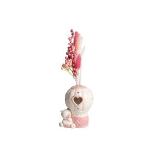 Profumatore mongolfiera con orsetto rosa con LED
