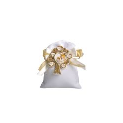 Magnete albero della vita con bimba comunione con glitter in oro