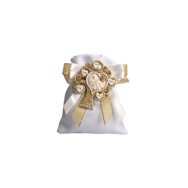 Magnete albero della vita con simbolo cresima con glitter in oro