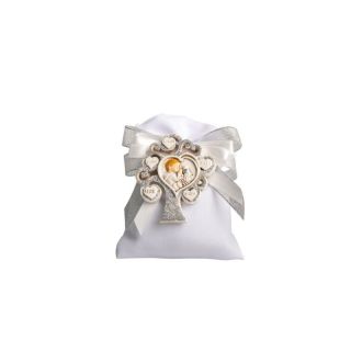 Magnete albero della vita con bimbo comunione con glitter in argento