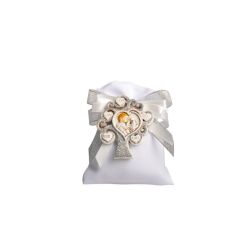 Magnete albero della vita con bimbo comunione con glitter in argento