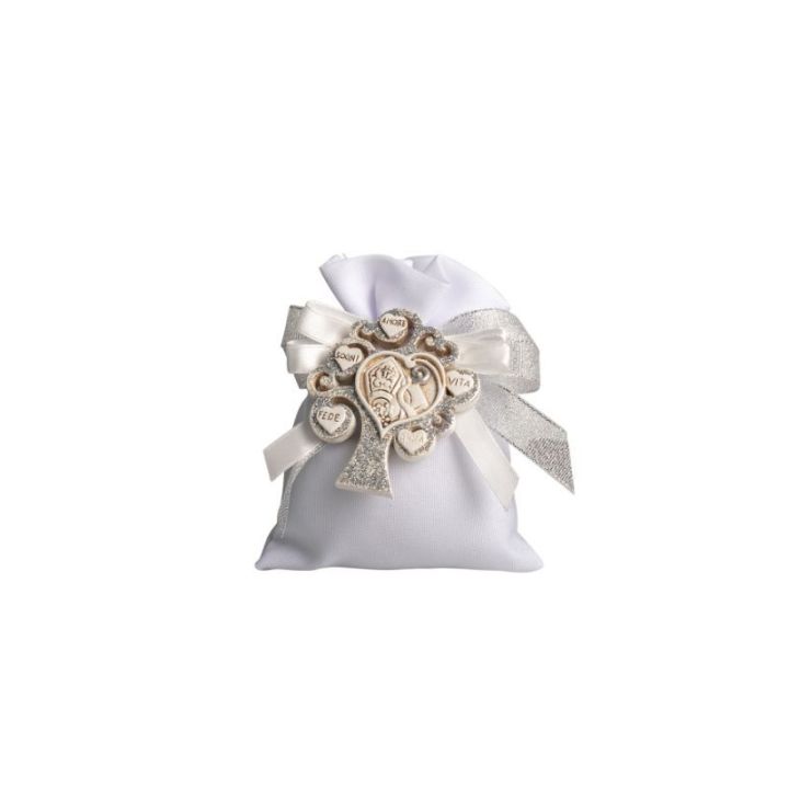 Magnete albero della vita con simbolo cresima con glitter in argento