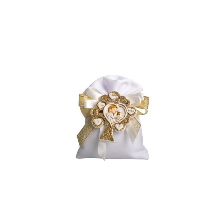 Magnete albero della vita con bimbo comunione con glitter in oro