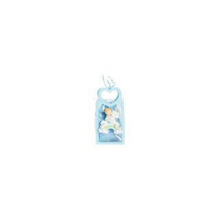 Bustina in PU celeste con manico cuore con magnete bimbo su unicorno c