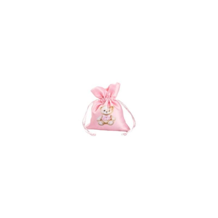 Sacchetto rosa con orsetto stampato