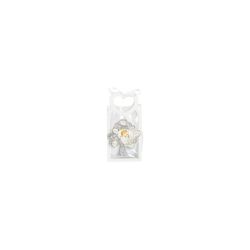 Bustina in PU bianca con manico cuore con magnete bimbo comunione argento con sacchetto bianco piccolo