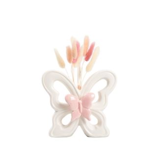 Profumatore farfalla porcellana bianca con farfalla piccola rosa