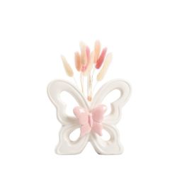 Profumatore farfalla porcellana bianca con farfalla piccola rosa