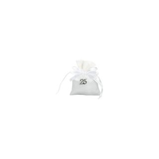 Sacchetto bianco e argento con pendente con strass