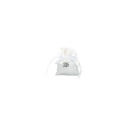 Sacchetto bianco e argento con pendente con strass