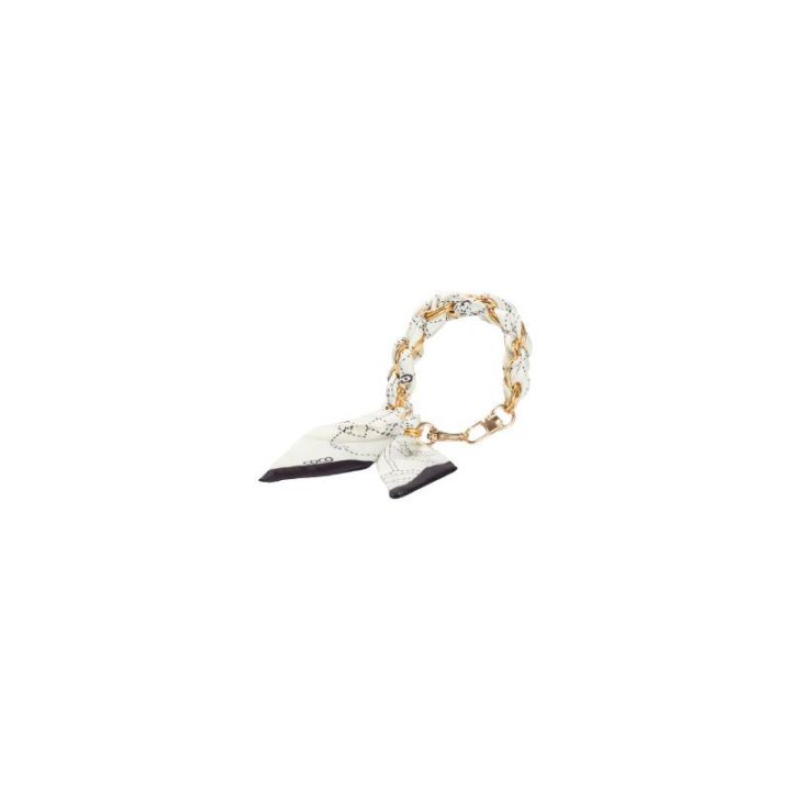 Foulard borsetta bianco e nero con catena