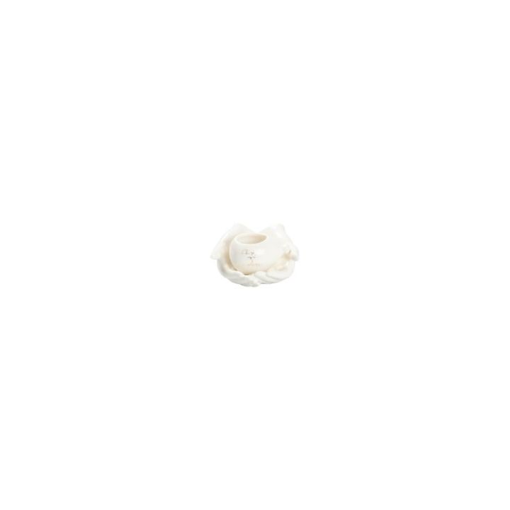 Mani in porcellana con palloncino candela bianco con frase
