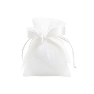 Sacchetto bianco tipo lino con tiranti