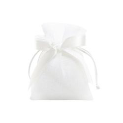 Sacchetto bianco tipo lino con tiranti