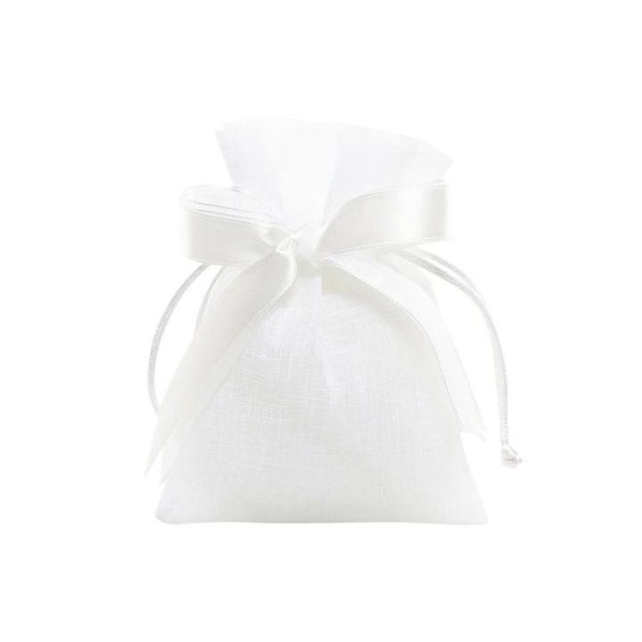 Sacchetto bianco tipo lino con tiranti