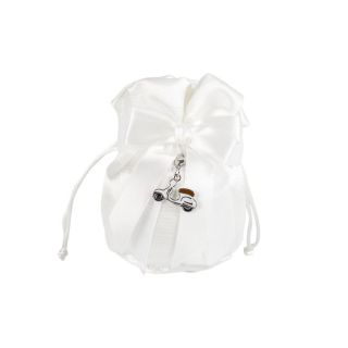 Pochette bianca con charm vespina bianca smaltata rh2-4574