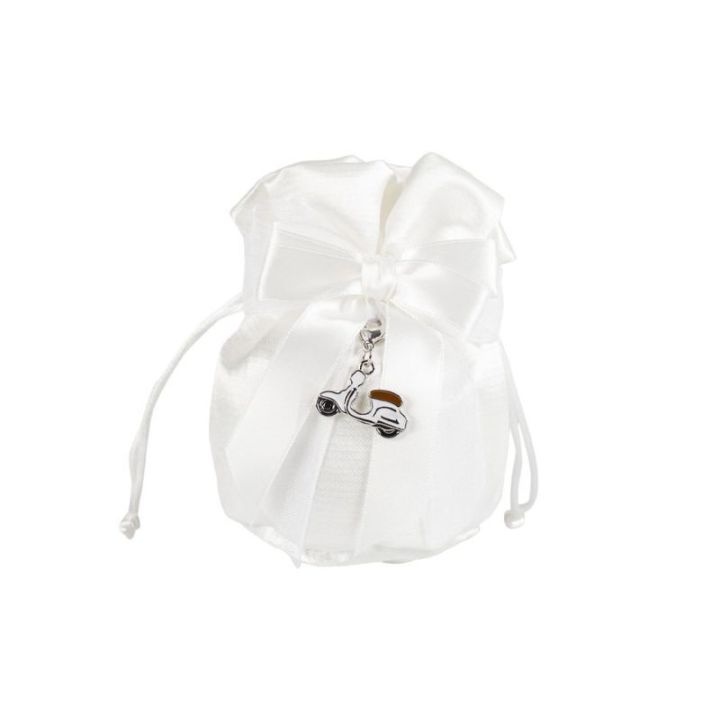 Pochette bianca con charm vespina bianca smaltata rh2-4574