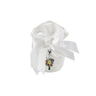 Pochette bianca con charm albero della vita colorato e smaltato rh2-45