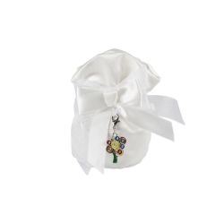 Pochette bianca con charm albero della vita colorato e smaltato rh2-4567