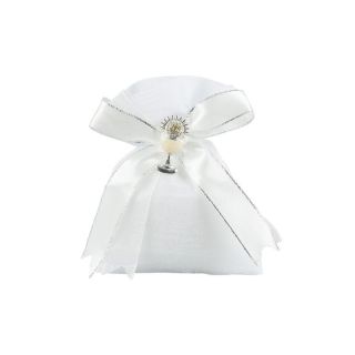 Sacchetto bianco tipo lino con calice smaltato