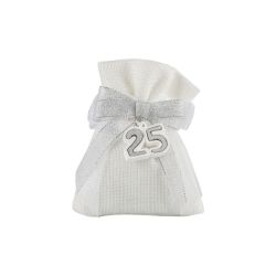 Sacchetto juta bianco con appl. gessetto