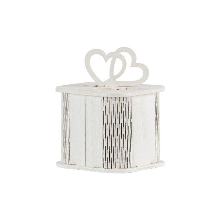 Scatolina in legno bianca portaconfetti con cuore