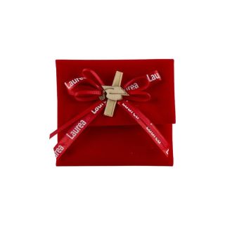 Bustina in velluto rosso con nastro ino laurea con appl. legno cappell