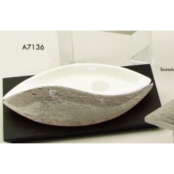 Ciotola a barchetta in ceramica bianco e argento