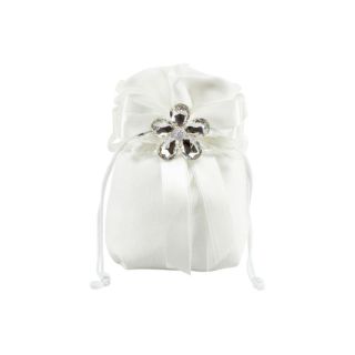 Sacchetto in cotone bianco con spilla fiore cristallo con petali
