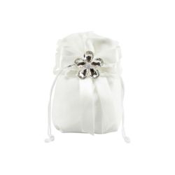 Sacchetto in cotone bianco con spilla fiore cristallo con petali