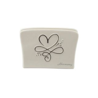 Porta tovaglioli porcellana bianca con cuore & infinito platino
