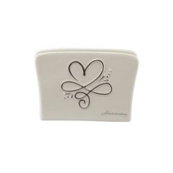 Porta tovaglioli porcellana bianca con cuore & infinito platino