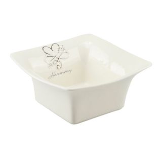 Coppa svuota tasche porcellana bianca con cuore & infinito platino