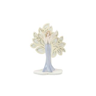 Albero della vita crema/bianco grande con fatine in porcellana