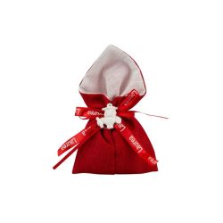 Sacchetto juta rosso con gufetto gessetto