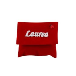 Bustina in velluto rossa con scritta laurea e coccinella