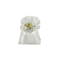 Sacchetto tipo lino con magnete cuore calice & cresima