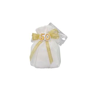 Sacchetto in cotone bianco con gessetto 50 oro