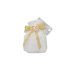 Sacchetto in cotone bianco con gessetto 50 oro