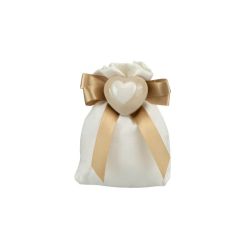 Sacchetto in cotone bianco con cuore porcellana bicolore