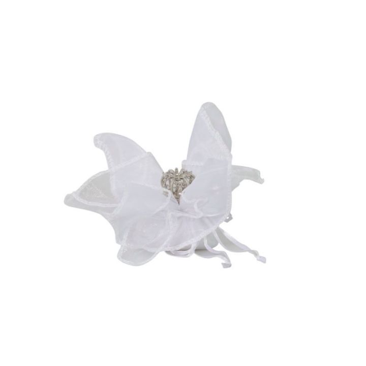 Fazzoletto bianco con corona argento metallo con strass