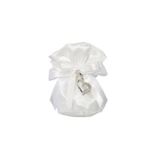 Pochette in raso con charm doppio cuore metallo con strass