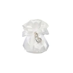 Pochette in raso con charm doppio cuore metallo con strass