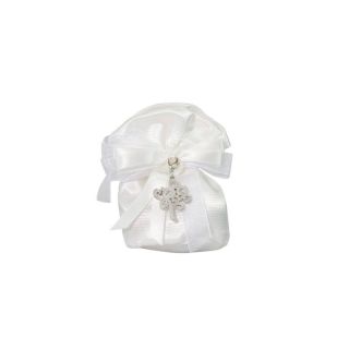 Pochette in raso con charm albero della vita smaltato